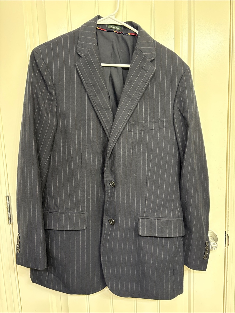 J. Crew Men's Navy Pinstripe Suit Jacket Blazer Wool Blend